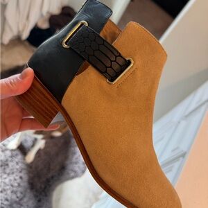 Yosi Samra Tan and Black Ankle Booties